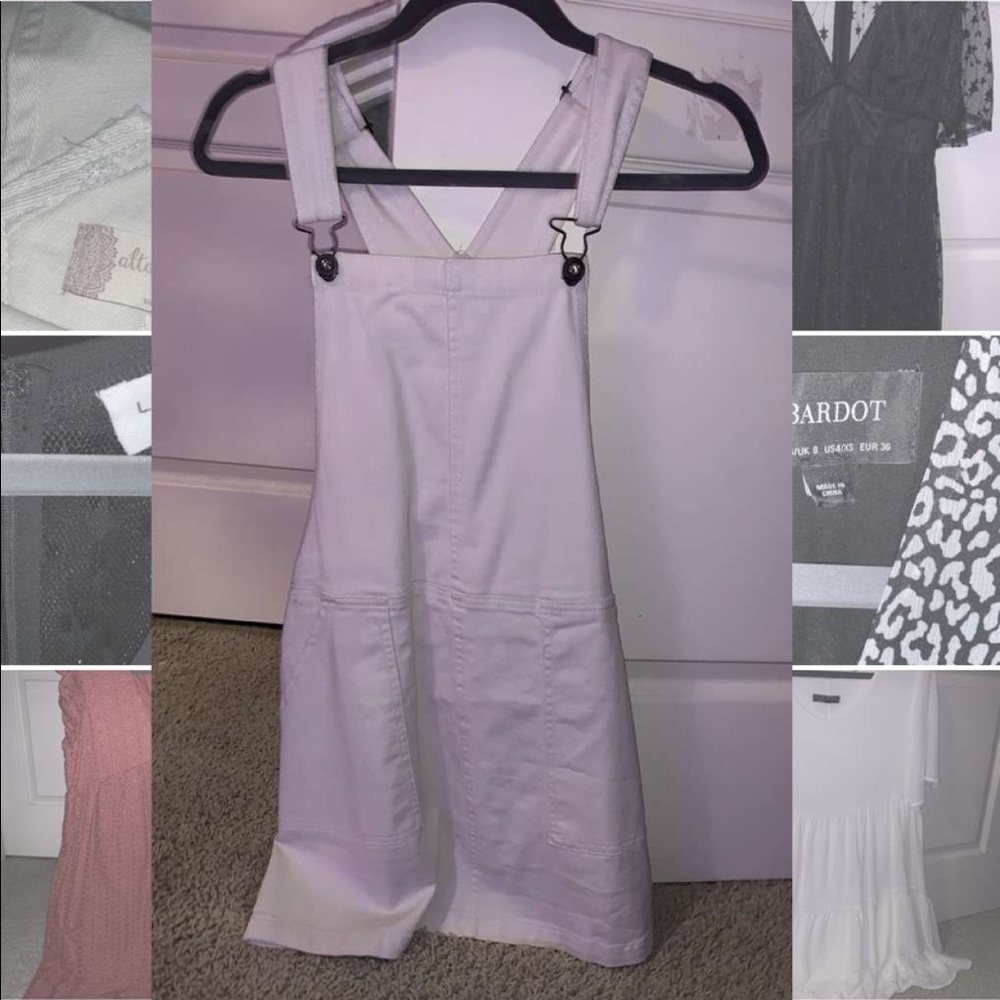 White overall dress